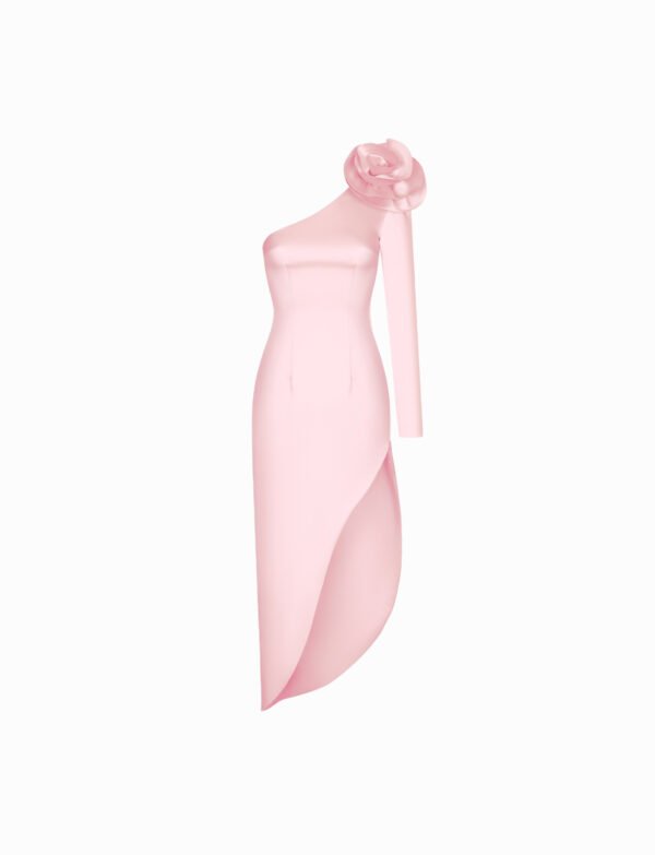 One-shoulder dress with a large flower