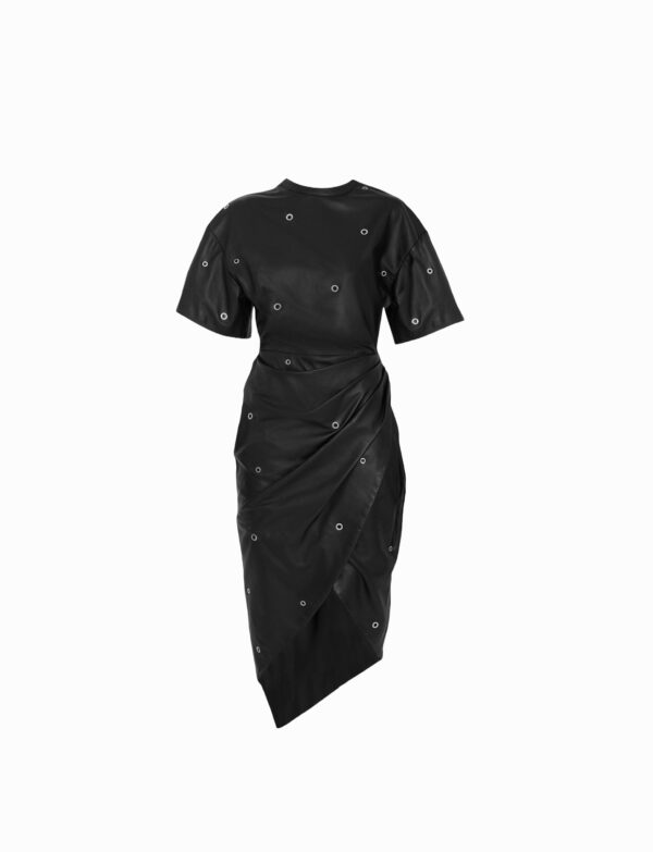 Embroidered leather dress