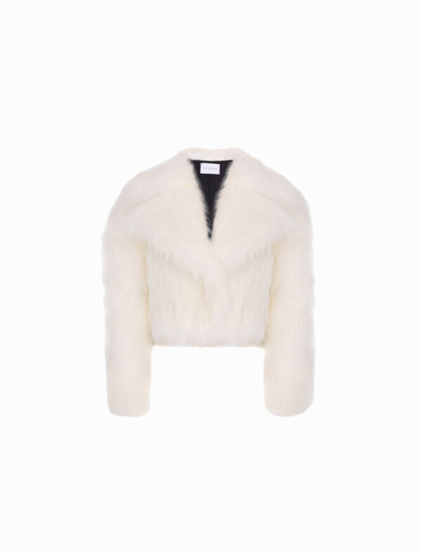 White faux fur jacket